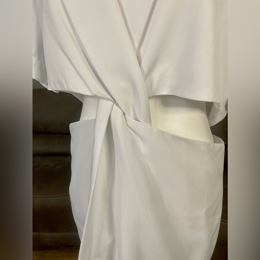 NWT Zara White Cut Out Mini Dress Sz L Summer Cocktail Party Event Trend Style - Picture 5 of 16